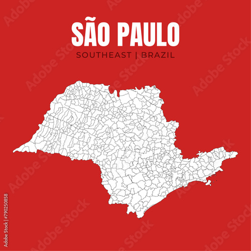 Map of São Paulo, state in Southeast Brazil