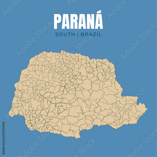 Map of Paraná, state in South Brazil