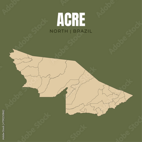 Map of Acre, state in North Brazil