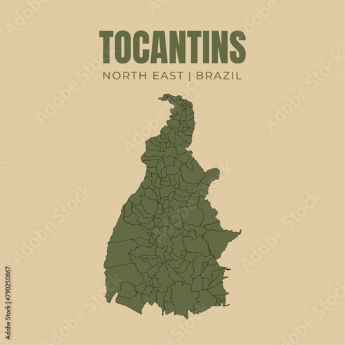 Map of Tocantins, state in Northeast Brazil