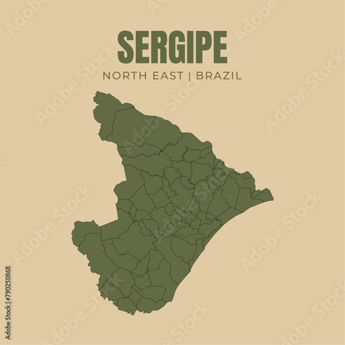 Map of Sergipe, state in Northeast Brazil