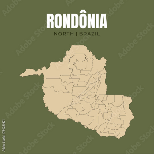 Map of Rondônia, state in North Brazil