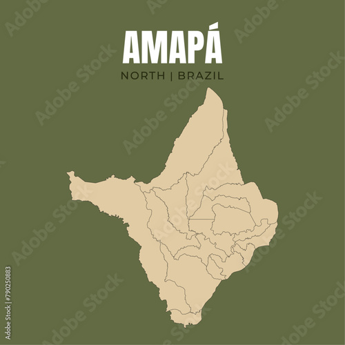 Map of Amapá, state in North Brazil