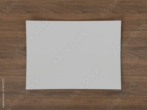 White paper. Realistic empty paper note template 3d rendering illustrator soft shadows wood background clean memo presentation