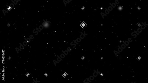 Template animation of evenly spaced main road signs of different sizes and opacity. Animation of transparency and size. Seamless looped 4k animation on black background with stars photo
