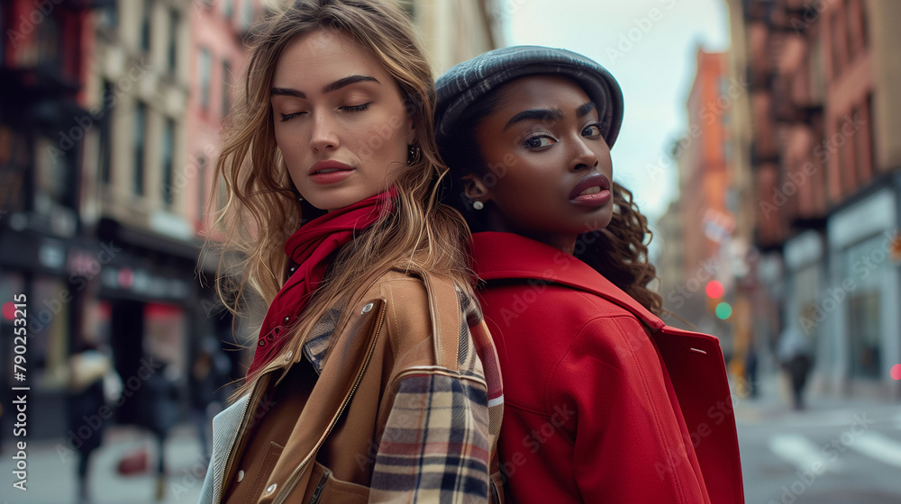 2 stylish women on the streets of New York