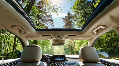 Panoramic sunroof in a modern passenger car  photo