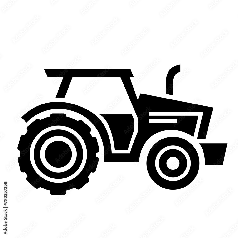 Tractor Generic Hand Drawn Black icon. Sketch farmer tractor, side view. Wheeled tractor, simple flat vector illustration. Tractor Generic Hand Drawn Black icon. Sketch farmer tractor, side view. Wheeled tractor, simple flat vector illustration.