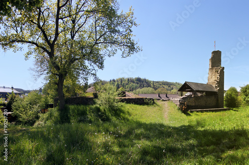 Glaadt castle ruins in the old village of Jünkerath in the Eifel forest, Germany