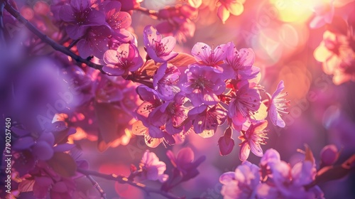 Purple blossoms beneath the sunshine #790257450