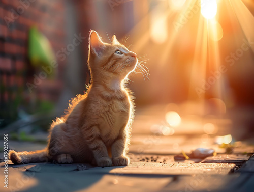 Curious Gaze: Kitten Basking in the Sunlight