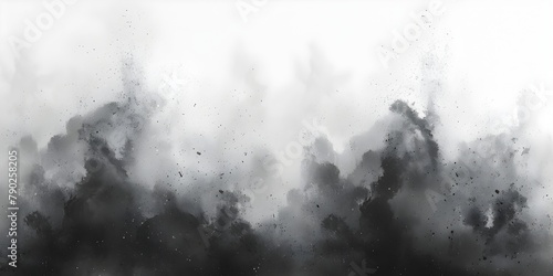 Minimalist Black Smoke and Dust Texture on White Background - Abstract Design Element