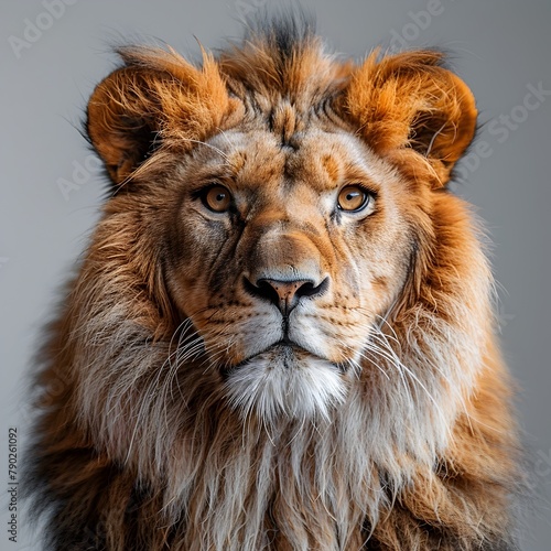 African Lions Intense Gaze A Majestic Portrait of Power and Regality photo