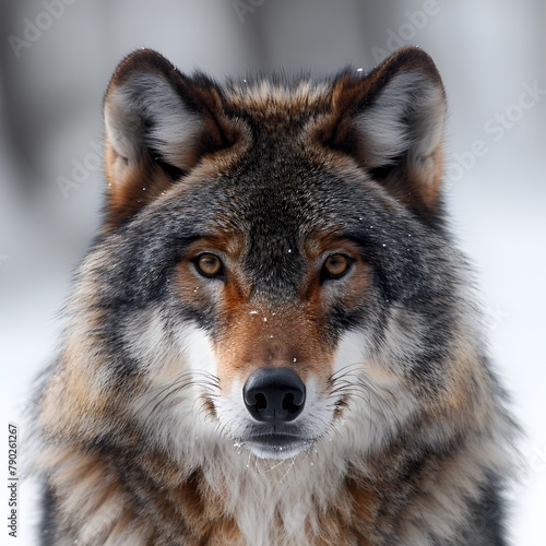 Majestic Wolfs Intense Gaze in Snowy Wilderness - National Geographic Style