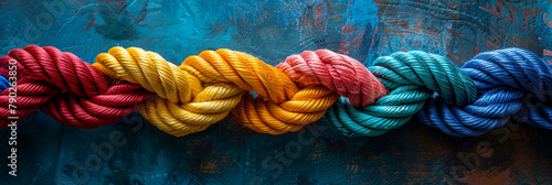 Group rope assorted strength associate organization together collaboration solidarity impart support.