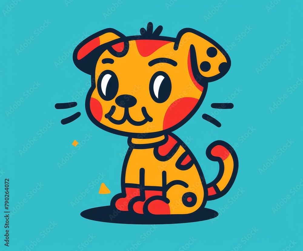 Cute cartoon abstract dog, minimalistic flat illustration with contour lines Cute cartoon abstract dog, minimalistic flat illustration with contour lines