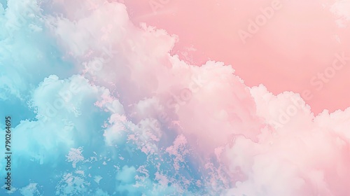 Vibrant Pastel Cloudscape, Dreamy Blue and Pink Sky Background