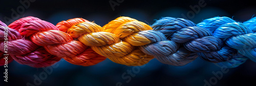 Group rope assorted strength associate organization together collaboration solidarity impart support.