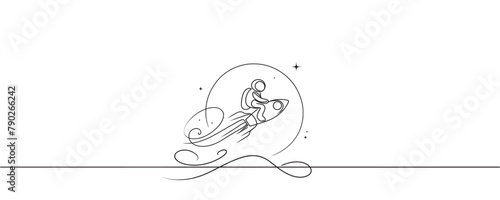 Single continuous line of astronaut, Space traveler astronaut concept. one line astronaut vector illustration
