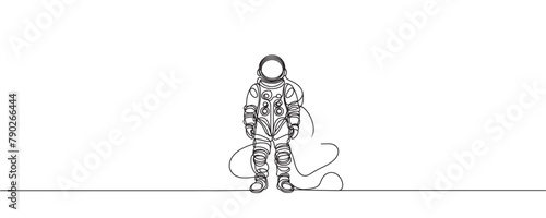 Single continuous line of astronaut, Space traveler astronaut concept. one line astronaut vector illustration