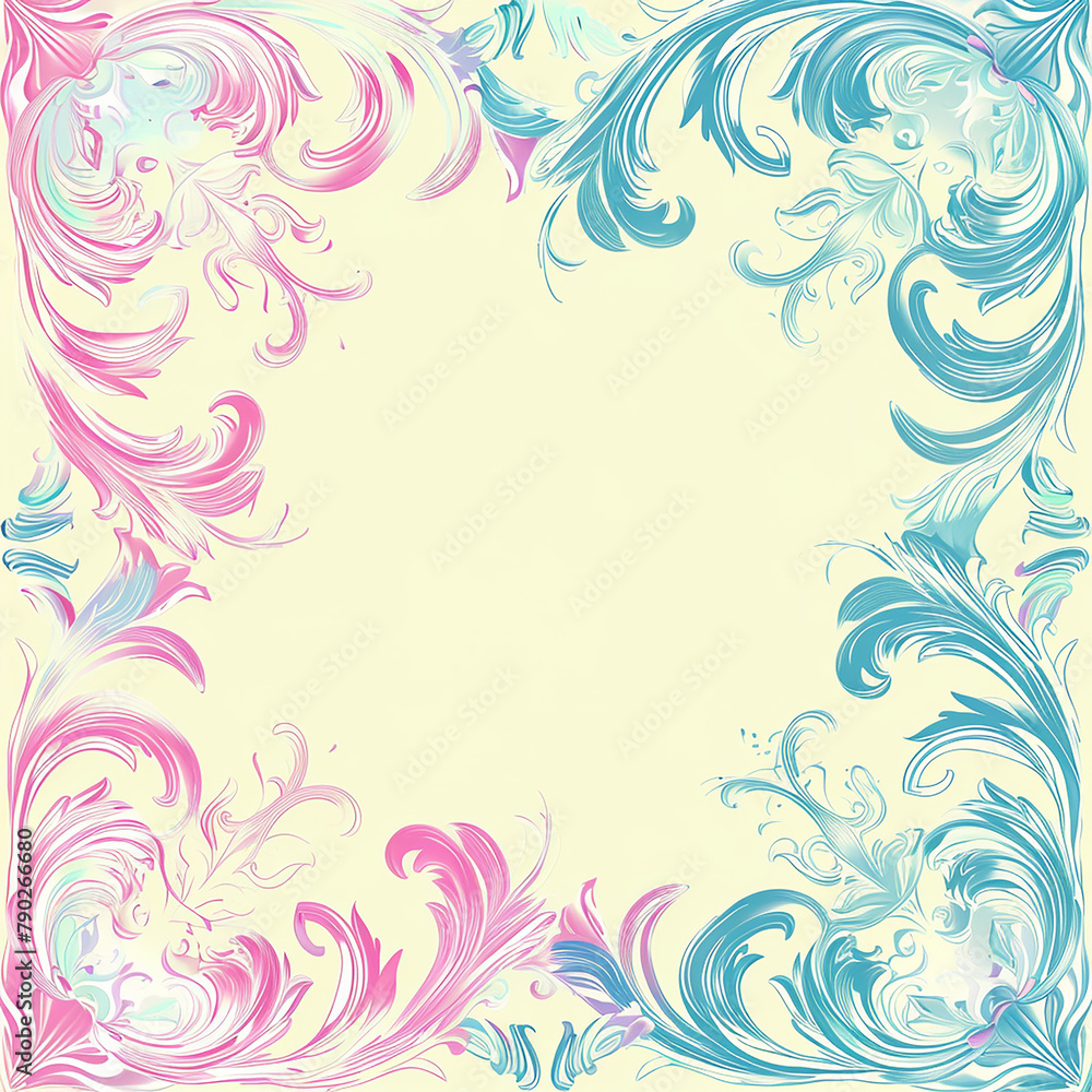 Background with blank space pastel color for writing letters, with small swirl-style patterns around