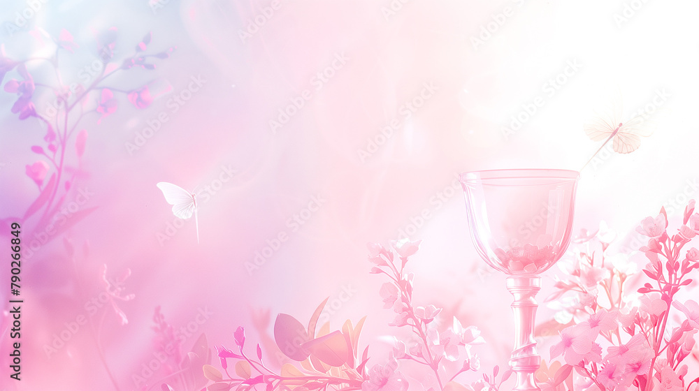 Delicate pastel background with a host and chalice motif. Religion, holy communion, culture, pastel background. Delicate pastel background with a host and chalice motif. Religion, holy communion, culture, pastel background.