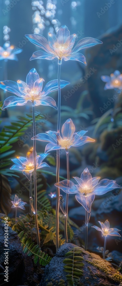 Luminous Flowers in Mystical Forest Luminous Flowers in Mystical Forest