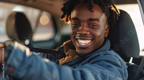 Smiling Man Driving Car