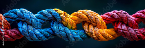 Group rope assorted strength associate organization together collaboration solidarity impart support.