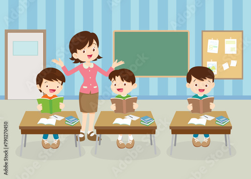 students and teacher in classroom