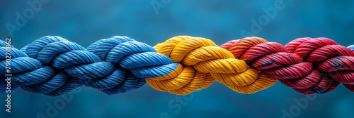 Group rope assorted strength associate organization together collaboration solidarity impart support.