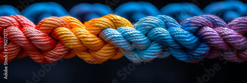 Group rope assorted strength associate organization together collaboration solidarity impart support.