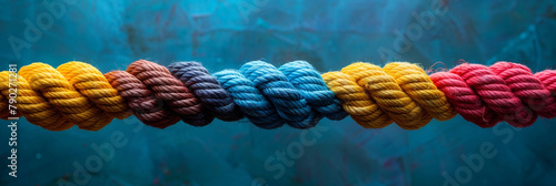 Group rope assorted strength associate organization together collaboration solidarity impart support.