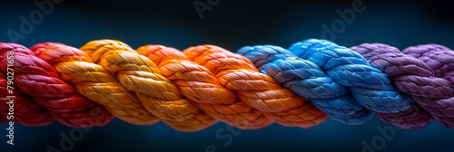 Group rope assorted strength associate organization together collaboration solidarity impart support.