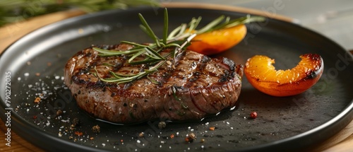 Meat and Tomato on Plate