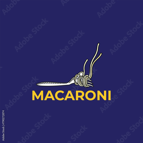 noodles macaroni logo design vector