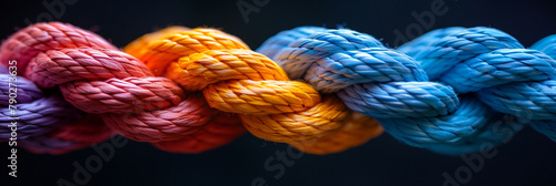 Group rope assorted strength associate organization together collaboration solidarity impart support.