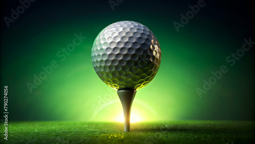 Golf ball on a tee with a gradient background