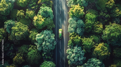 Car Driving Through Tree-Lined Road