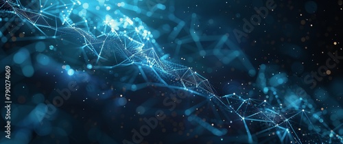 Blue and Black Background With Dots and Lines