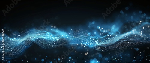Dark Background With Blue Lights and a Wave