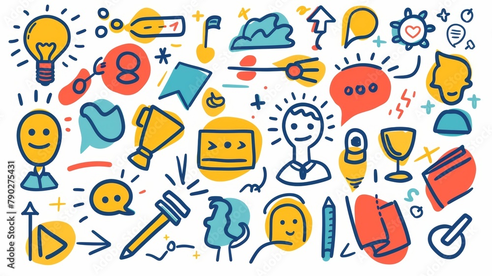 Work meeting, presentation, and partnership icons. Symbols of teamwork, office network with people icons isolated on white. Work meeting, presentation, and partnership icons. Symbols of teamwork, office network with people icons isolated on white.