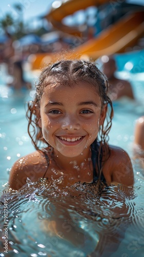 Girl enjoying the summer fun at a family water park