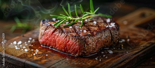 A Piece of Steak on a Wooden Cutting Board