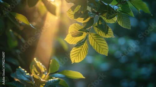 Sunlight Filtering Through Tree Leaves