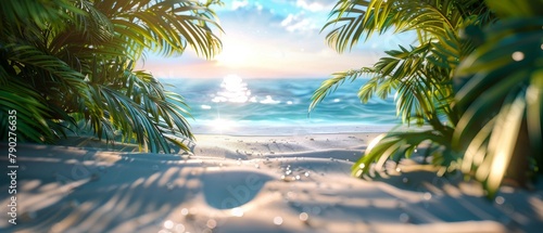 Ocean View Through Palm Trees