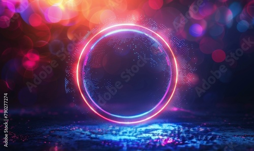 Neon Circle on Dark Background