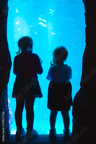 Soeurs devant un aquarium photo