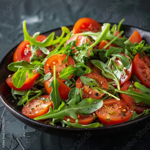 Black Bowl Filled With Salad on Table