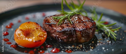 Meat and Tomato on Plate